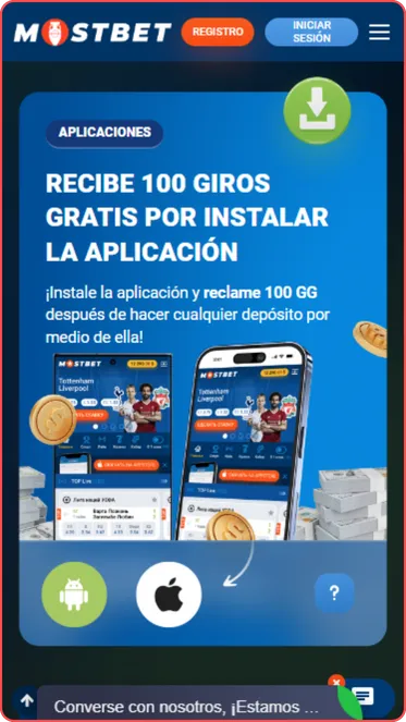 Captura aplicación Mostbet FS