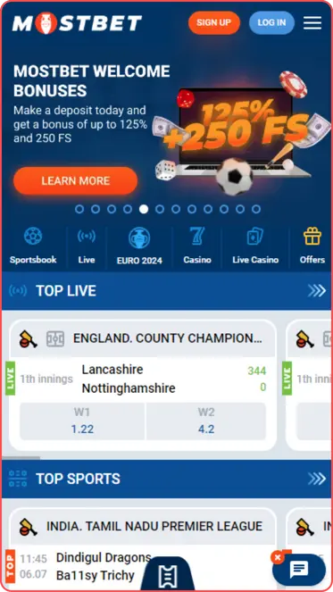 Mostbet App Screenshot Bonus