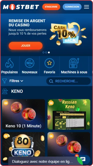 Loterie l'application Mostbet Casino